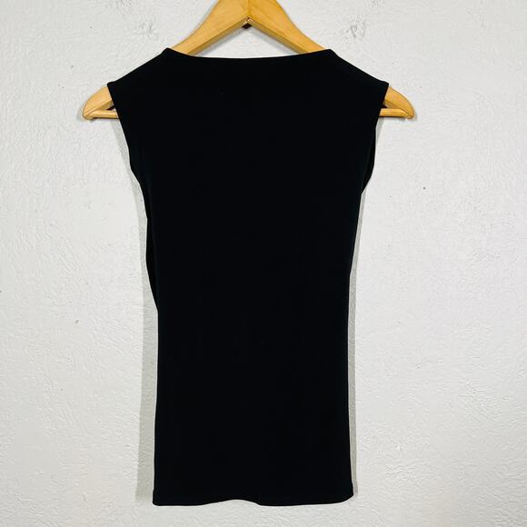 Tahari Cut & Sewn Wrap Top Sleeveless Black Casual - XS - Picture 5 of 5